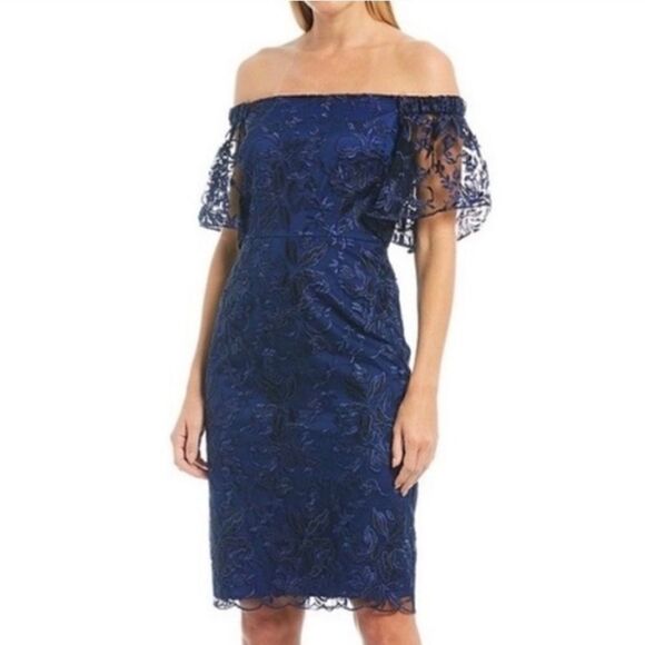 Trina Turk Trina Lace Overlay Off the Shoulder Dress - Picture 1 of 8